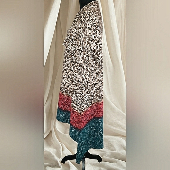 Animal Print Boho XL Asymmetrical Hemline Slip-On Artisy Lagenlook Tunic New - Picture 3 of 9